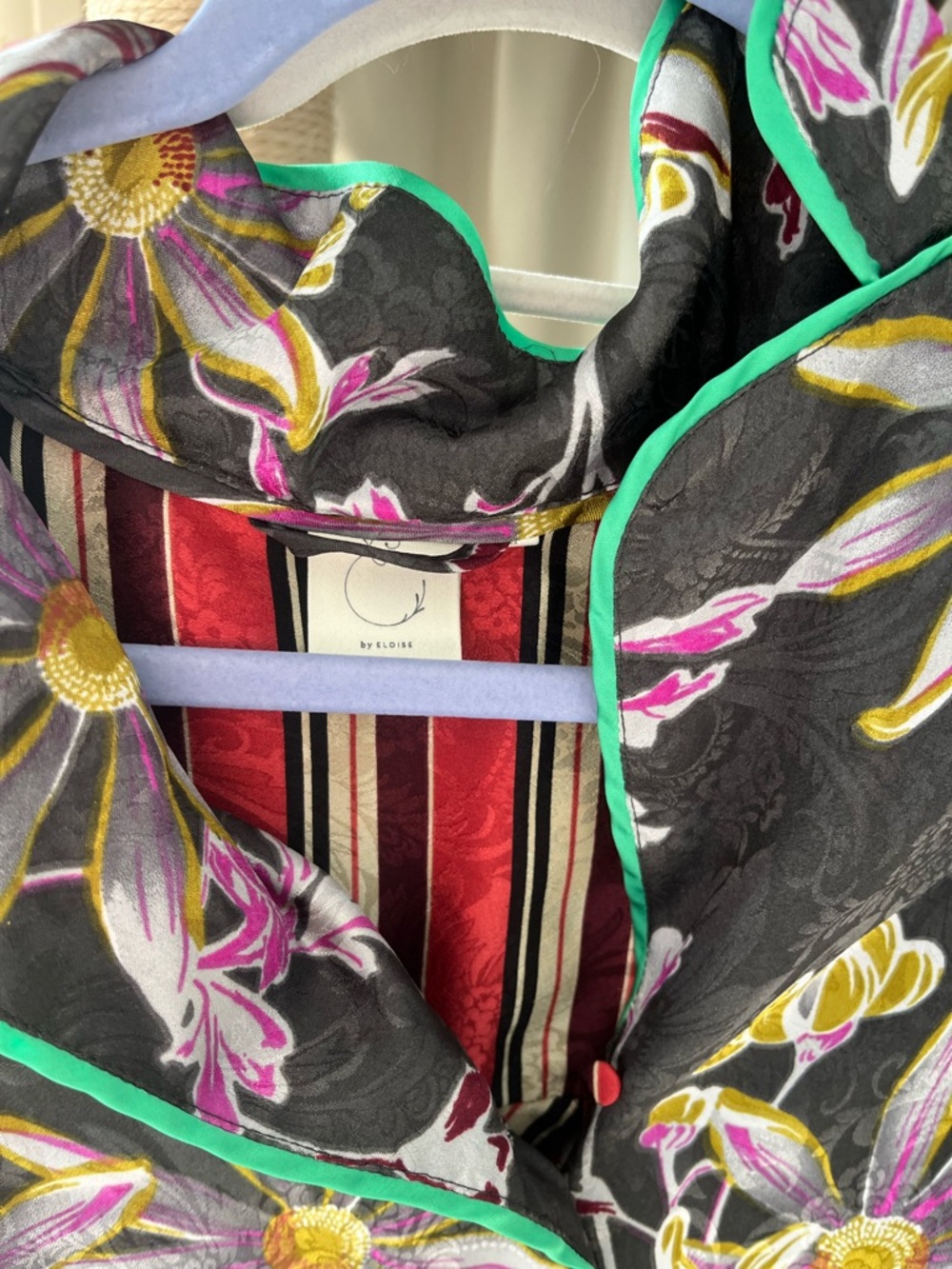 E by Eloise Anthropologie floral daisy  stripe boho funky blouse/pants XS - Picture 14 of 15